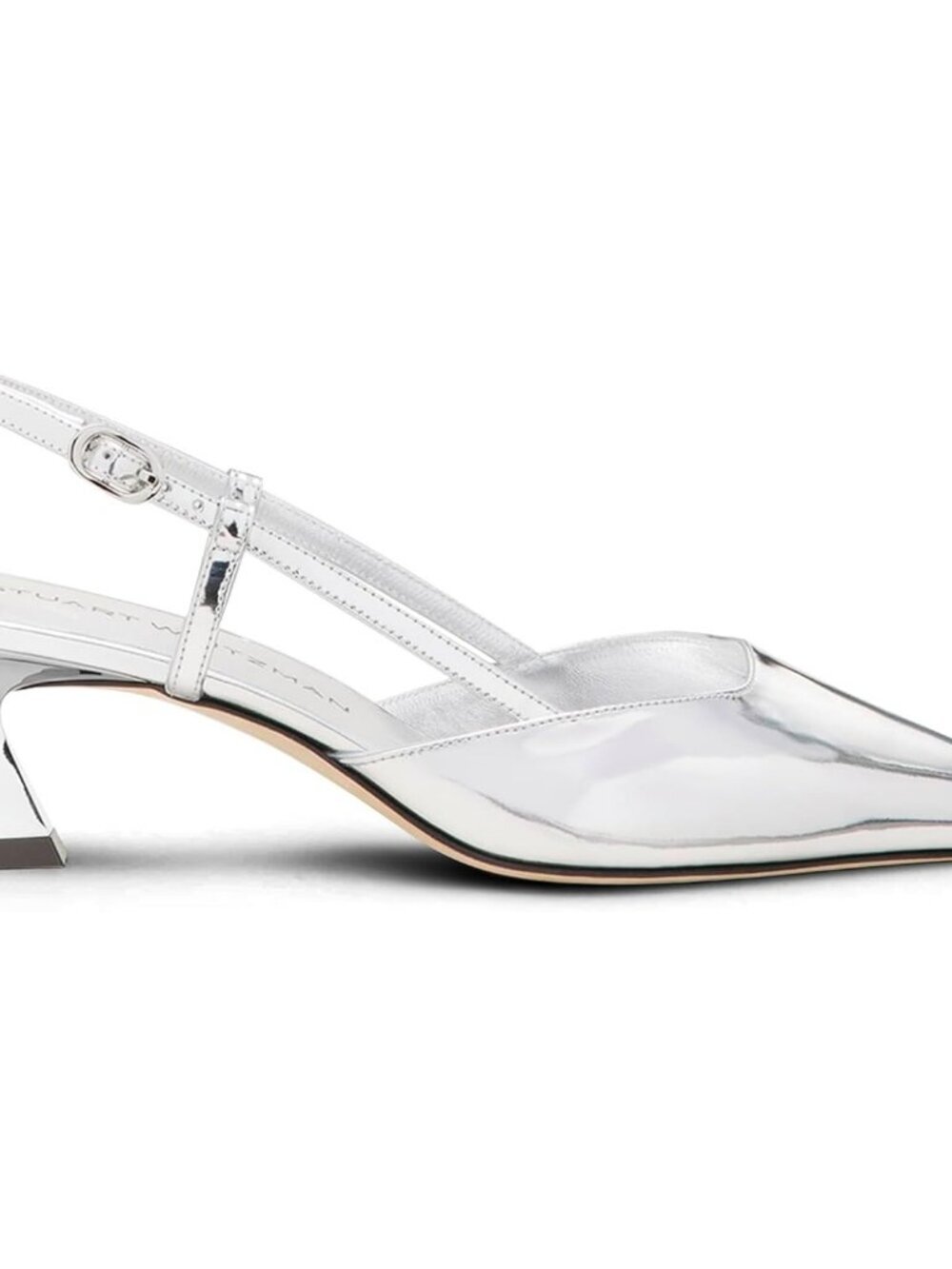 Women's Silver Slingback kitten Heel Casual Pump Shoes Buckle with 2 Inch Heel